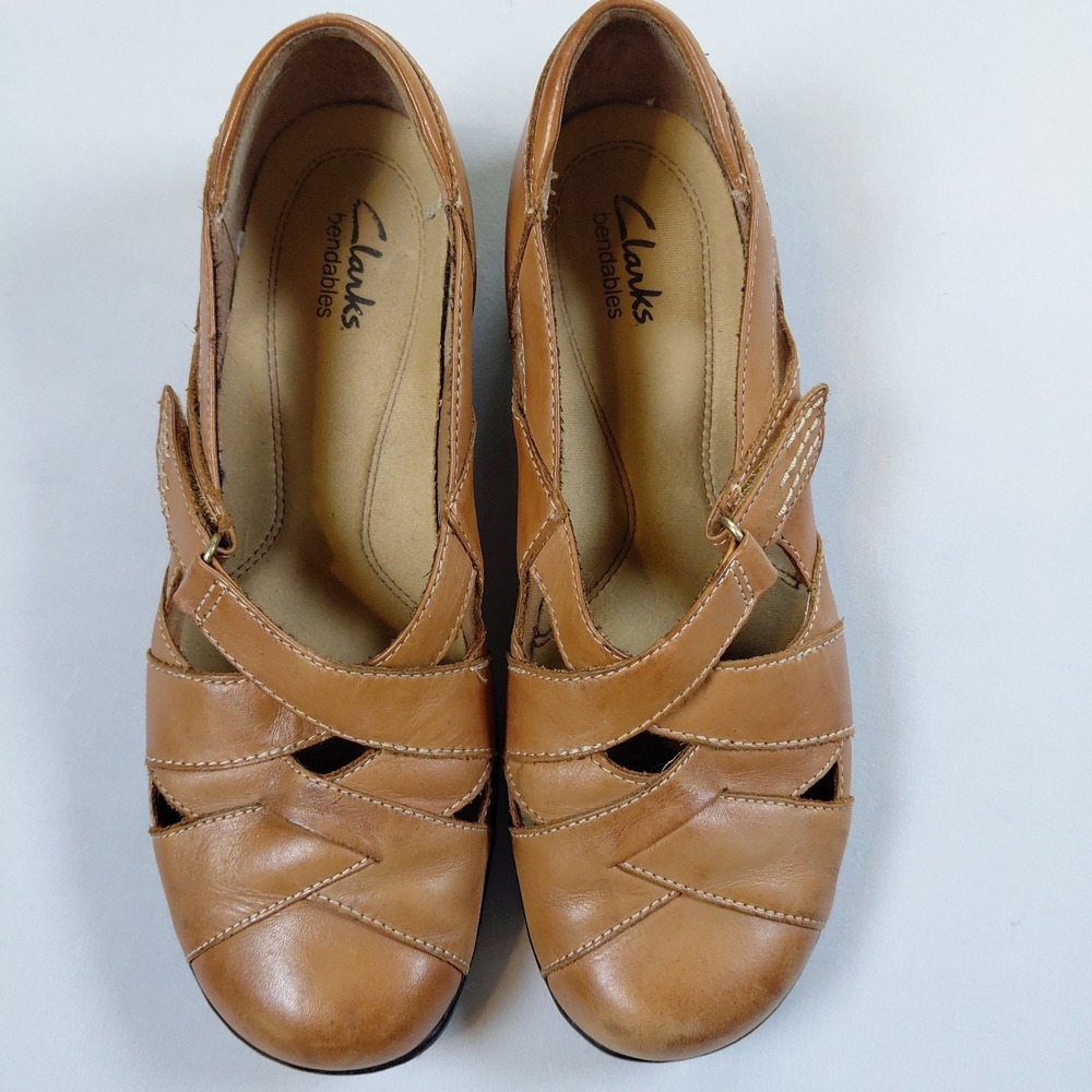 Clarks Bendables Brown Leather Mary Jane Comfort Shoes Sixty Sonoma 8M 60410